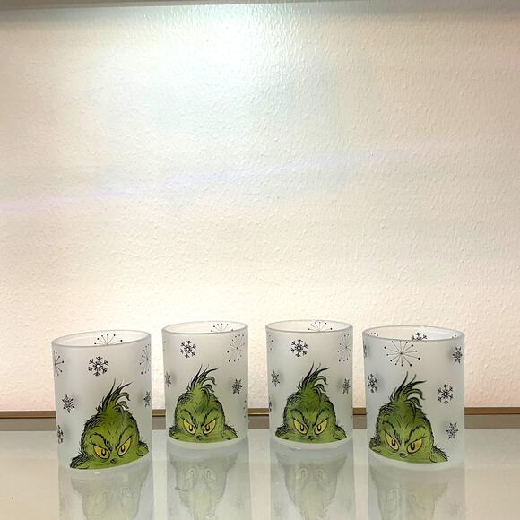 Dr. Seuss GRINCH Drinking Glasses 12oz Frosted Set of 4 Christmas Holiday New - Picture 14 of 15